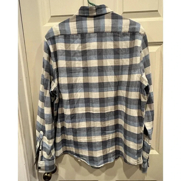 Flag & Anthem Button Down Cotton Shirt Blue Plaid Long Sleeve Men’s Size Large - Picture 6 of 10